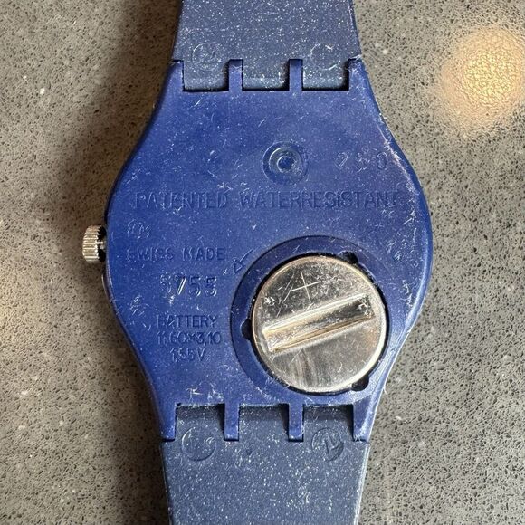 Swatch Watch Just Blue GN715 Blue Sparkling 34mm 2001 Glitter Y2K